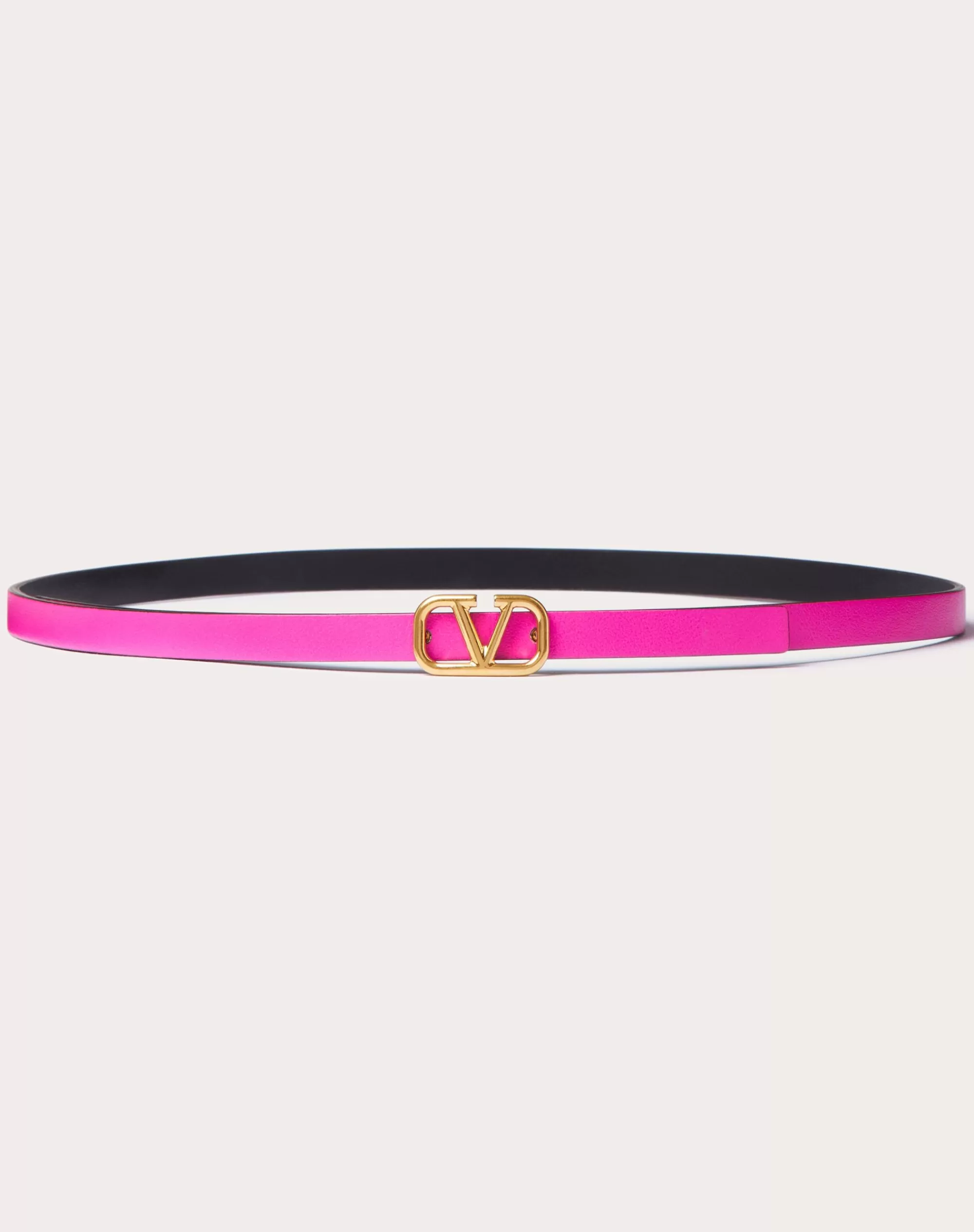 Valentino VLOGO SIGNATURE REVERSIBLE SHINY CALFSKIN BELT 10 MM PinkPp Clearance