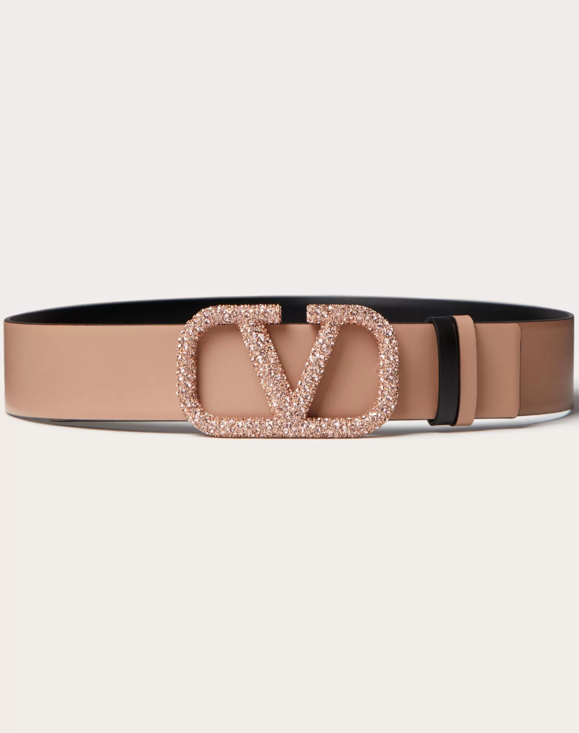 Valentino VLOGO SIGNATURE REVERSIBLE SHINY CALFSKIN BELT 40MM RoseCannelle/black Outlet