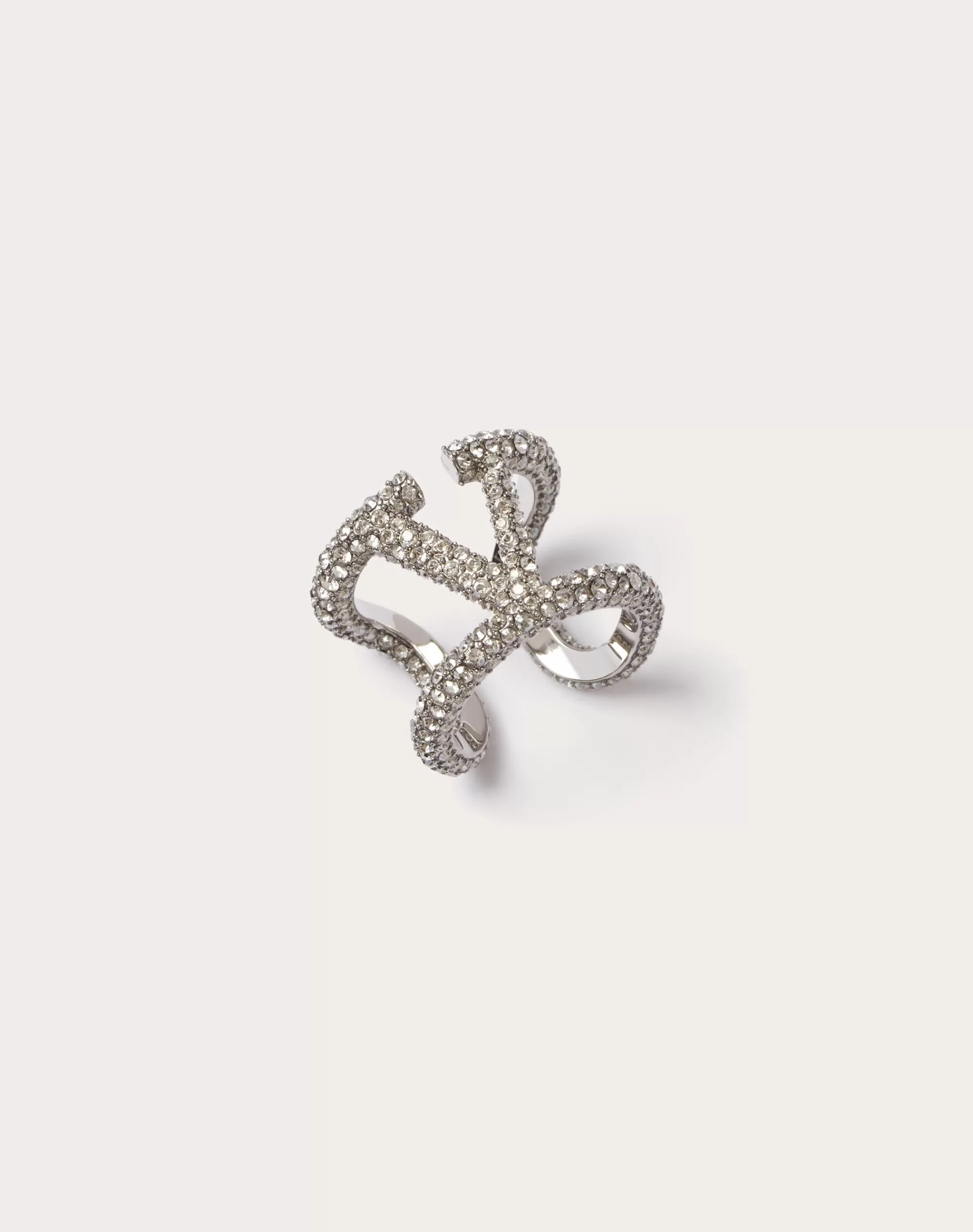 Valentino VLOGO SIGNATURE RING IN METAL AND SWAROVSKI® CRYSTALS Fashion