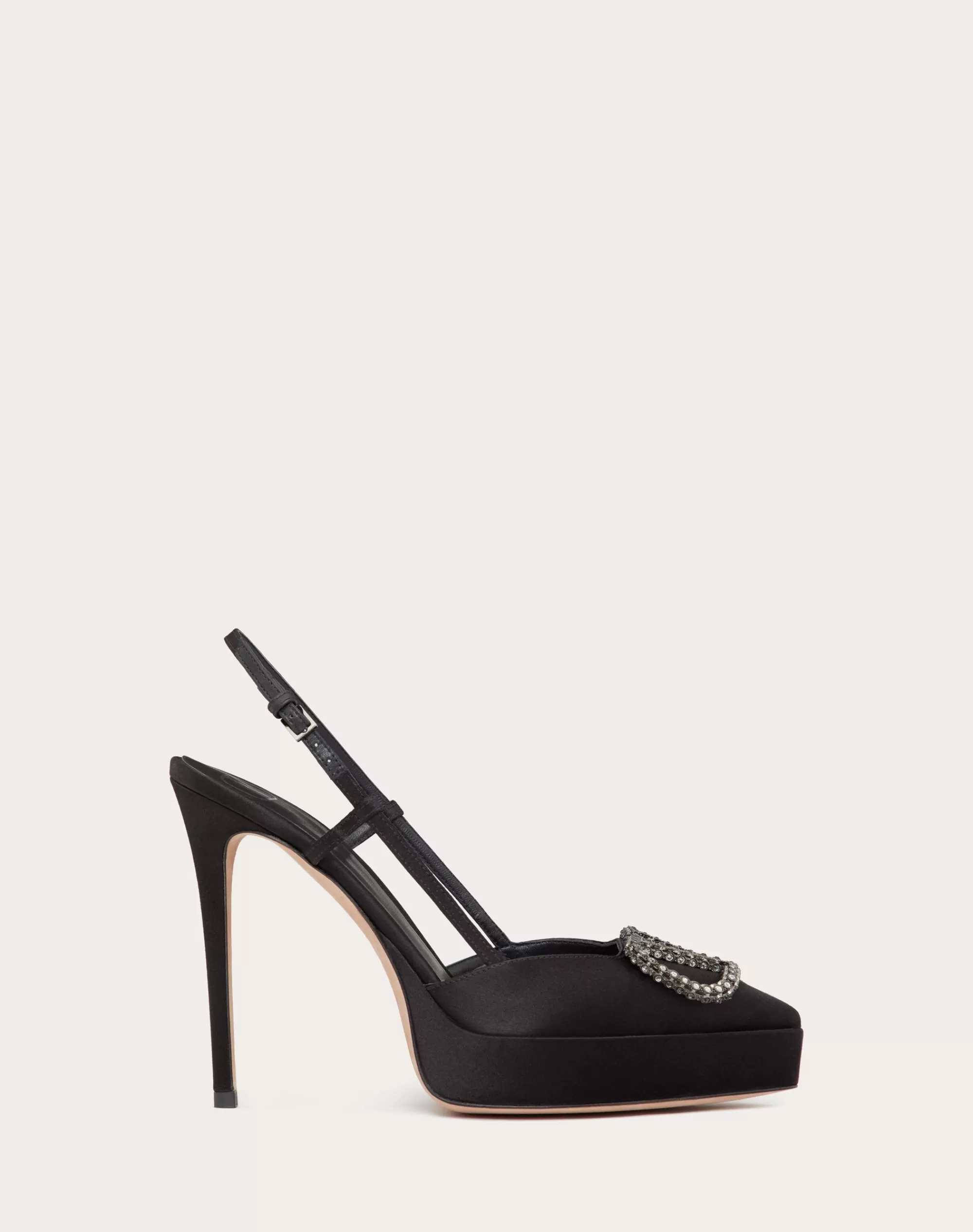 Valentino VLOGO SIGNATURE SATIN SLINGBACK PLATFORM PUMP 120MM Cheap