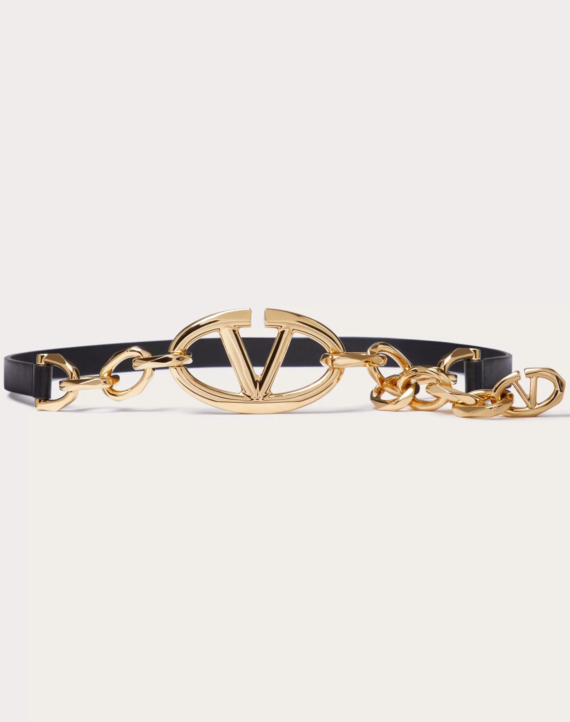 Valentino VLOGO SIGNATURE SHINY CALFSKIN BELT WITH CHAIN Cheap