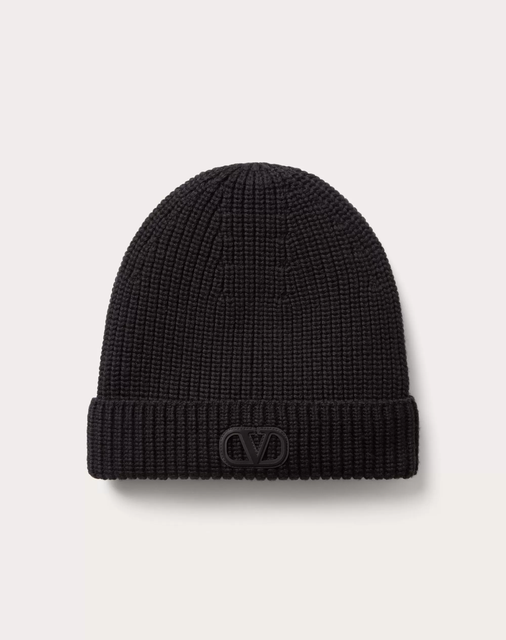 Valentino VLOGO SIGNATURE WOOL BEANIE Black New