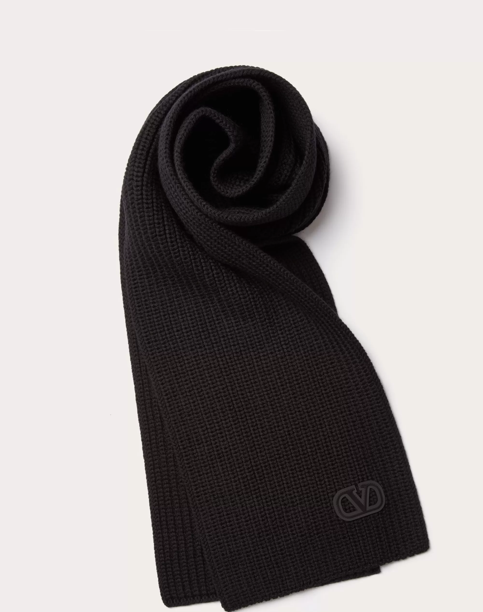 Valentino VLOGO SIGNATURE WOOL SCARF Black Cheap