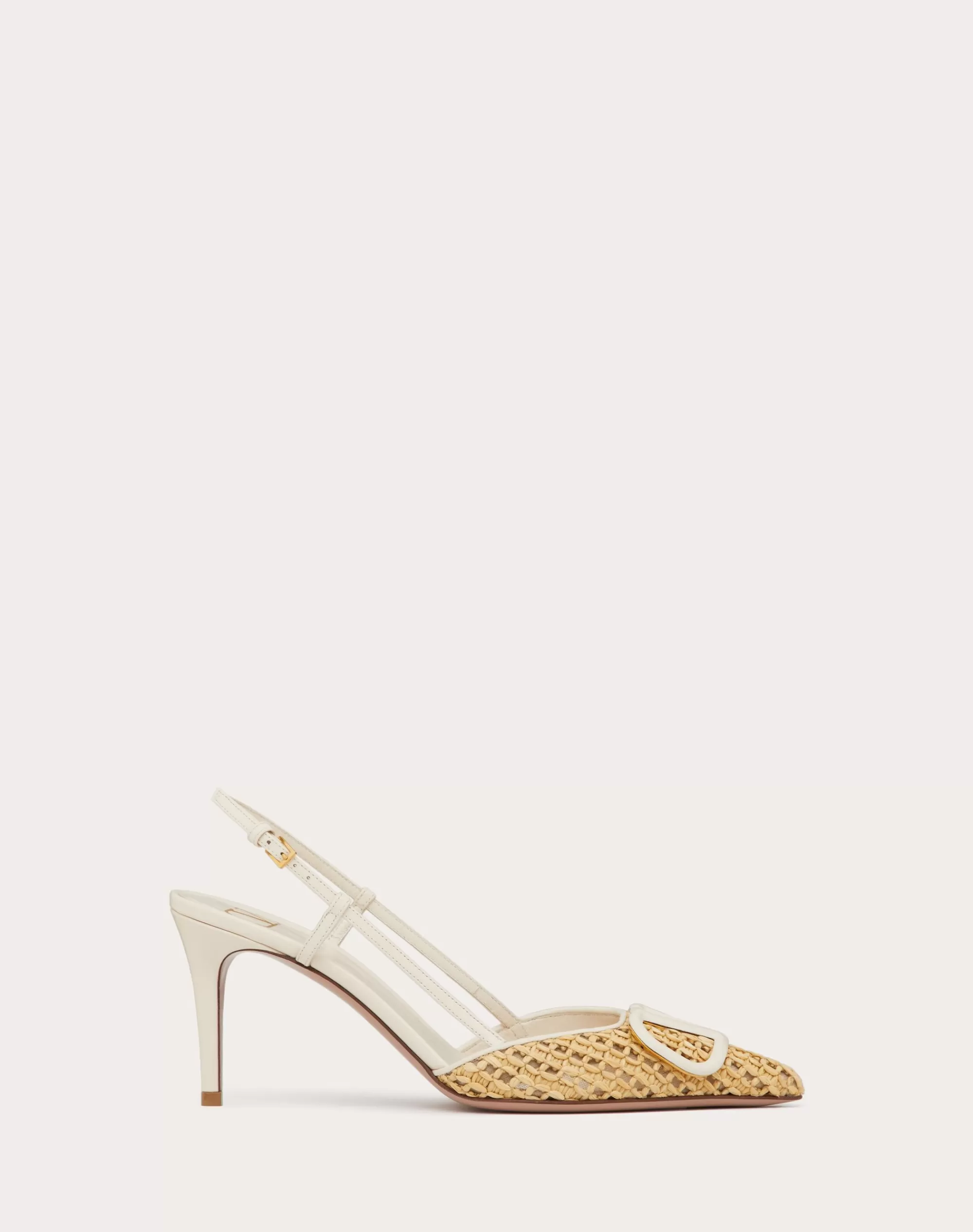 Valentino VLOGO SIGNATURE WOVEN NAPPA SLINGBACK PUMP 80MM Natural/ivory Cheap