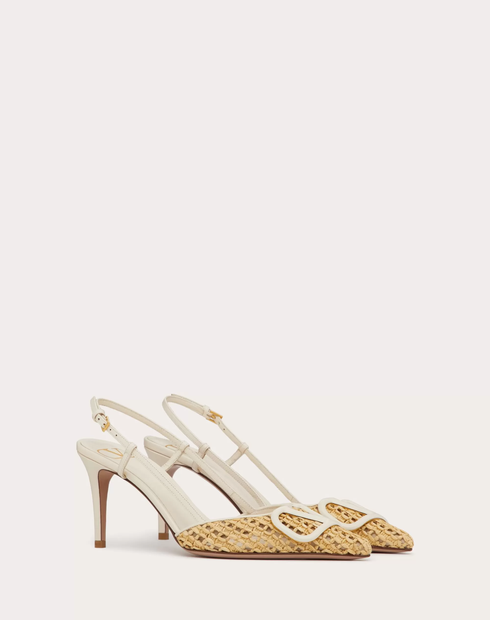 Valentino VLOGO SIGNATURE WOVEN NAPPA SLINGBACK PUMP 80MM Natural/ivory Cheap