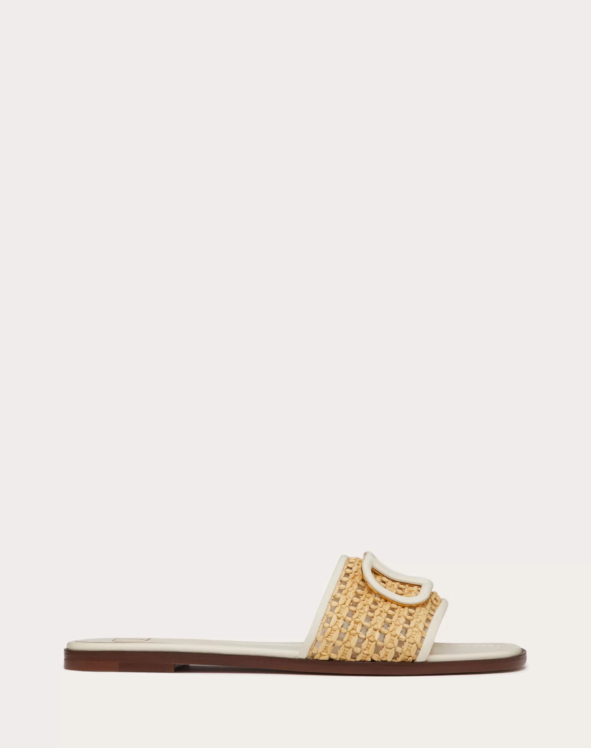 Valentino VLOGO SIGNATURE WOVEN RAFFIA SLIDE SANDAL 80MM Natural/ivory Store