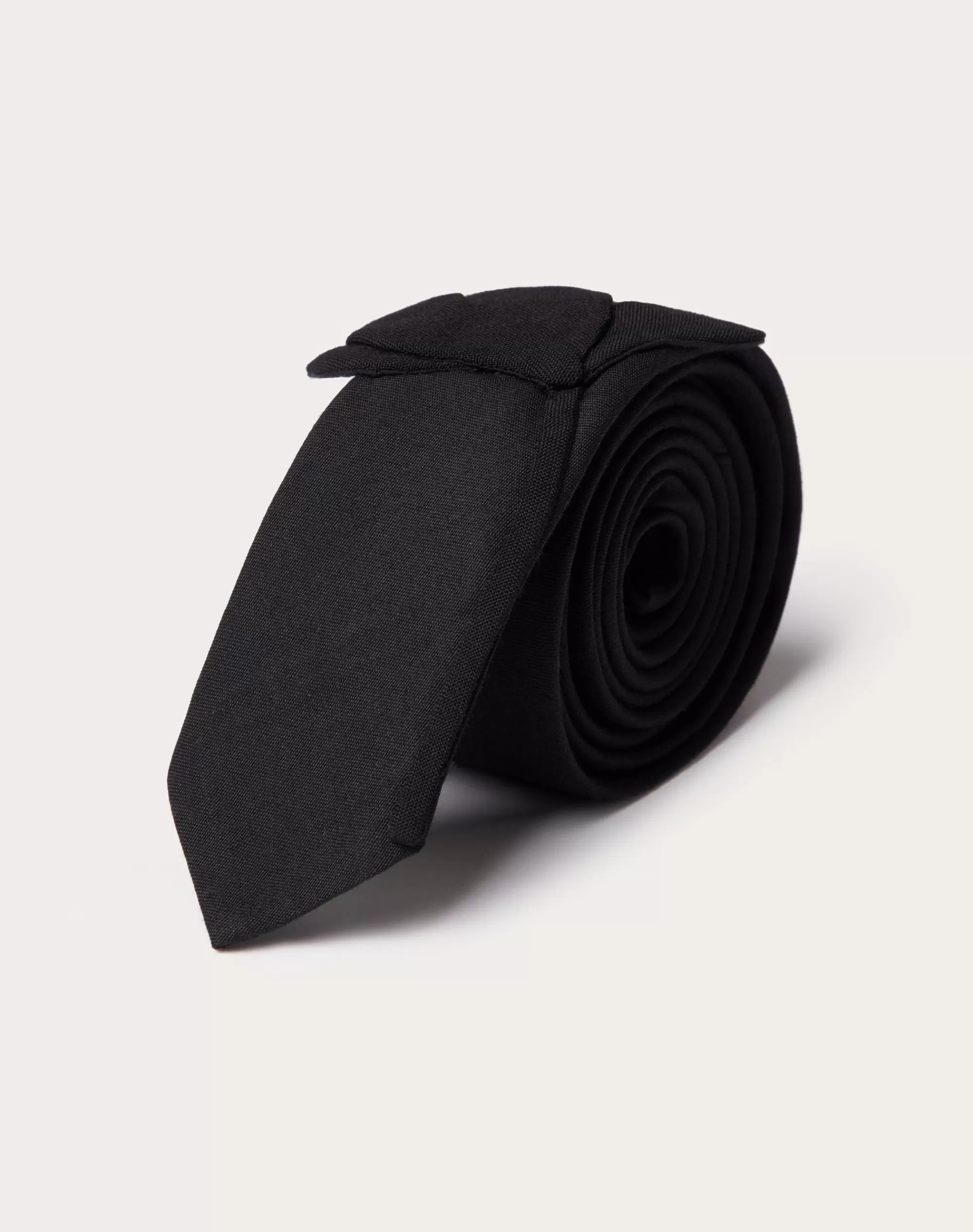 Valentino WOOL AND SILK VALENTIE TIE WITH FLOWER EMBROIDERY Black Cheap