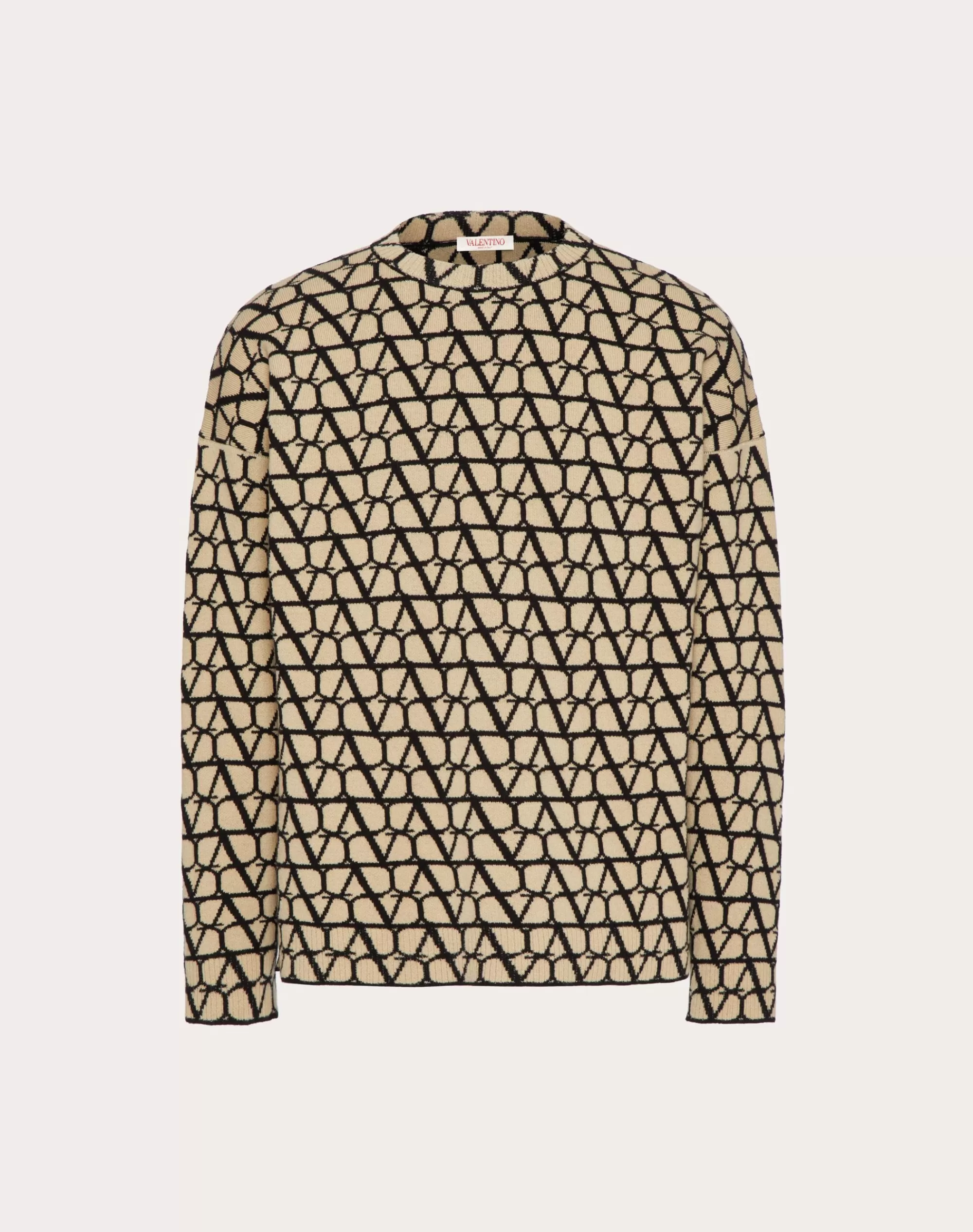 Valentino WOOL CREWNECK SWEATER WITH TOILE ICONOGRAPHE PATTERN Best